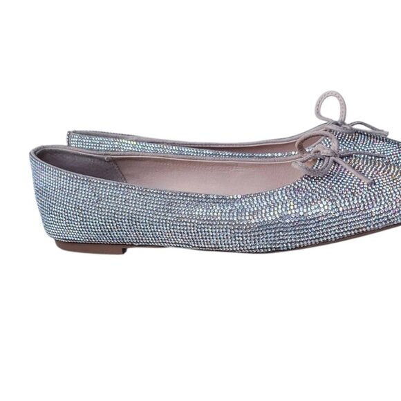 Matisse Roxy Rhinestone Ballet Flats With Bow Detail Square Toe Size 7 - Picture 2 of 8